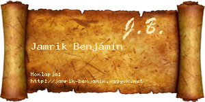 Jamrik Benjámin névjegykártya